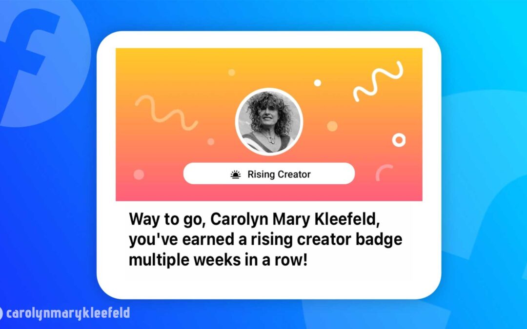 Carolyn Campagna Kleefeld presented with a Rising Creator Award on Facebook